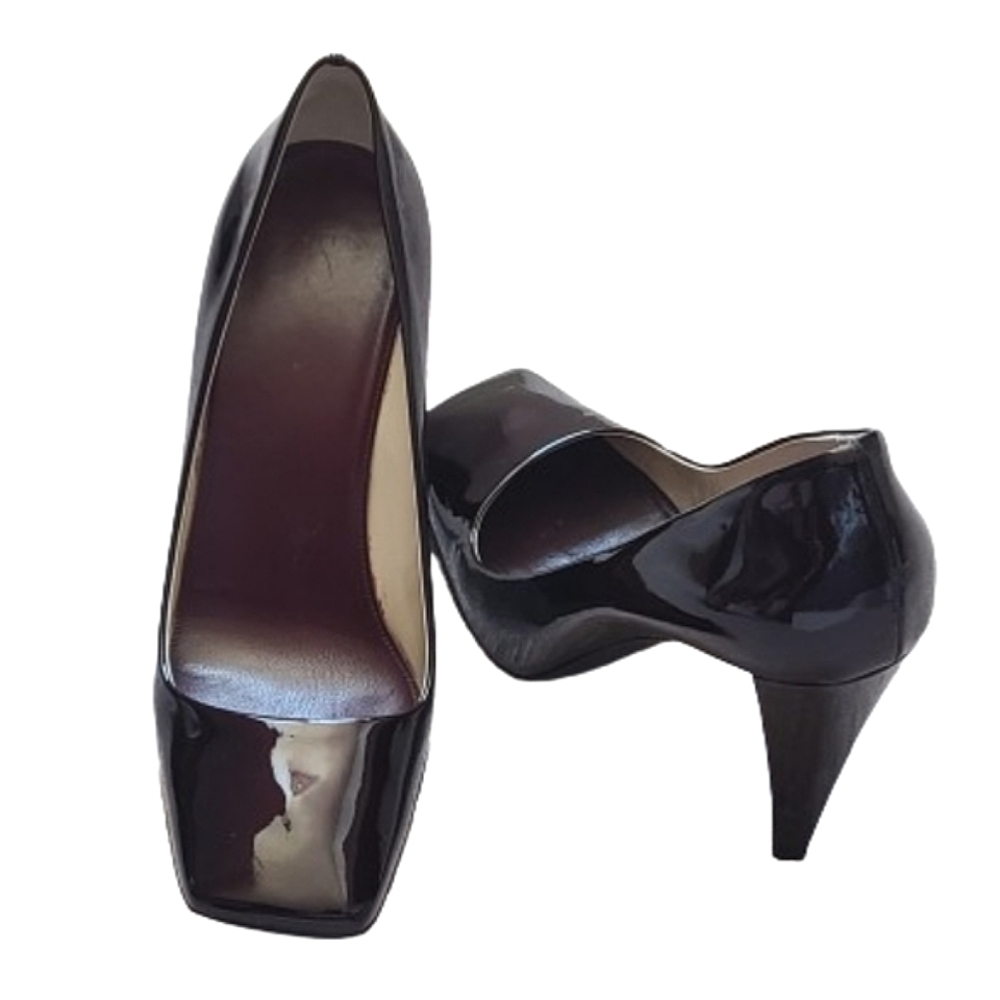 PRADA Tafetta Chic Patent Leather High Heeled Pumps in Ribbs Women's Size EU 38